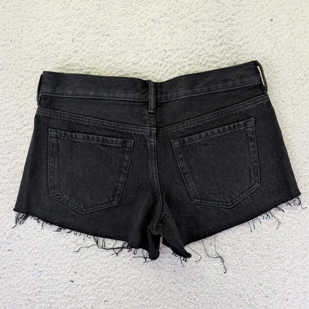PacSun Womens Low Rise Short Black Denim Cut Off Frayed Hem Size 26 829SP236551 - Picture 2 of 9